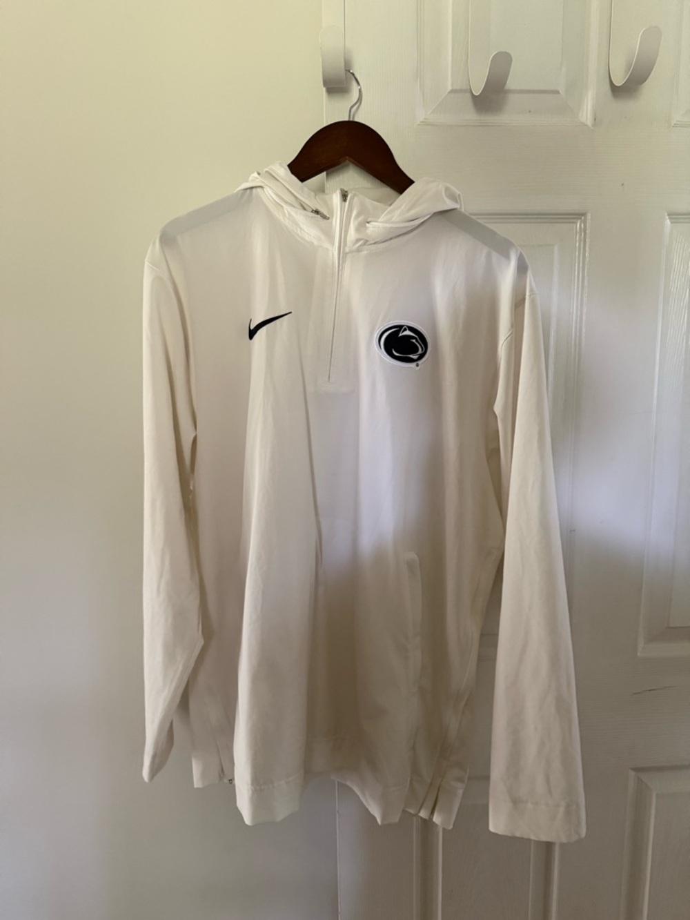 Penn State Nittany Lions White 1/4 Zip Pullover Long Sleeve Hooded Shirt Men’s L